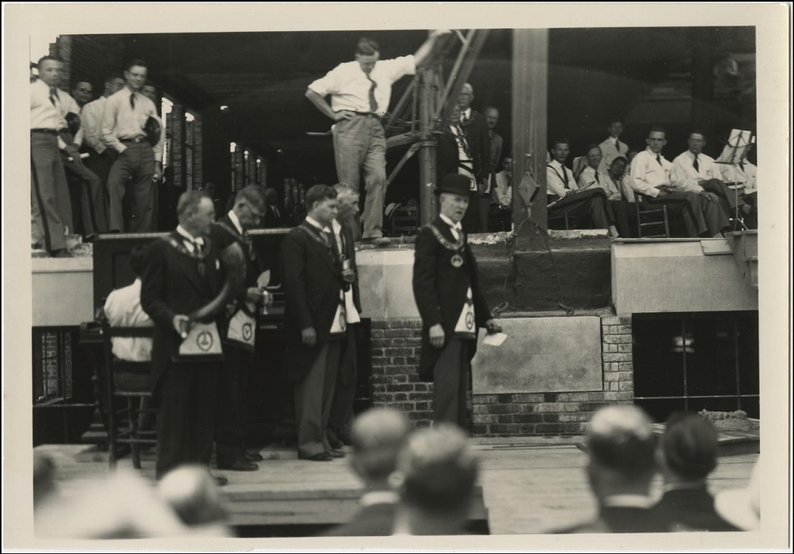 Masons at the Sirrine Hall cornerstone ceremony, May 1938